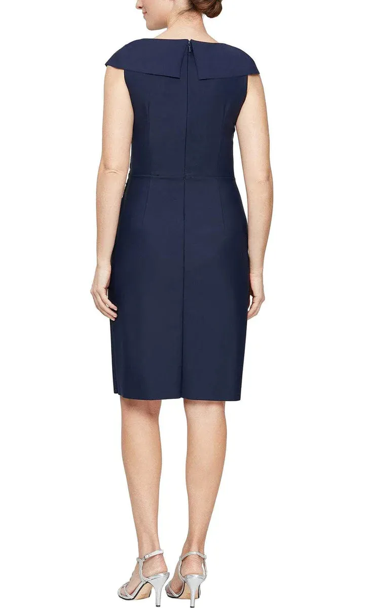 Cap Sleeve Collared Cocktail Dress | Navy