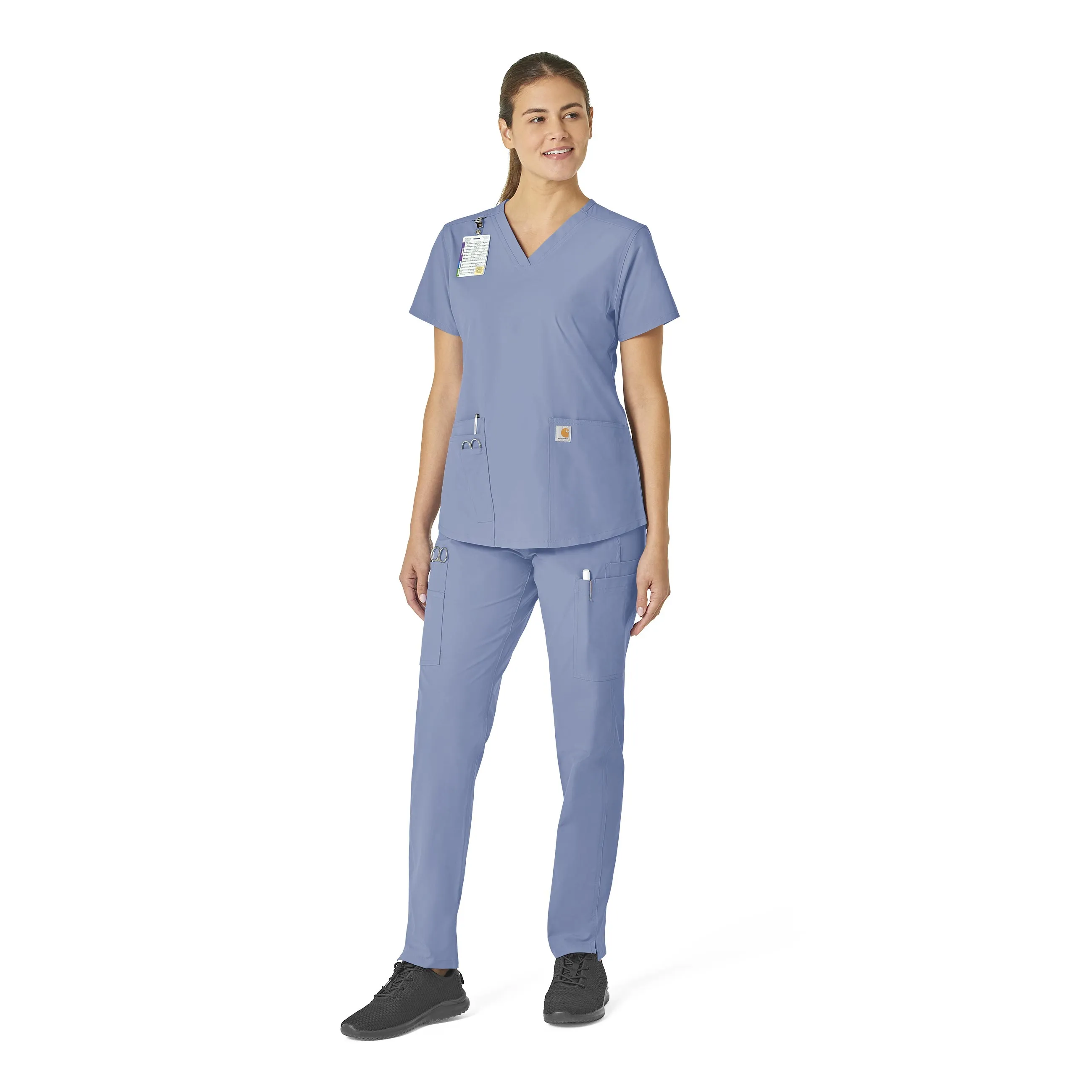 Carhartt Force Essentials Women's V-Neck Scrub Top - Ceil Blue