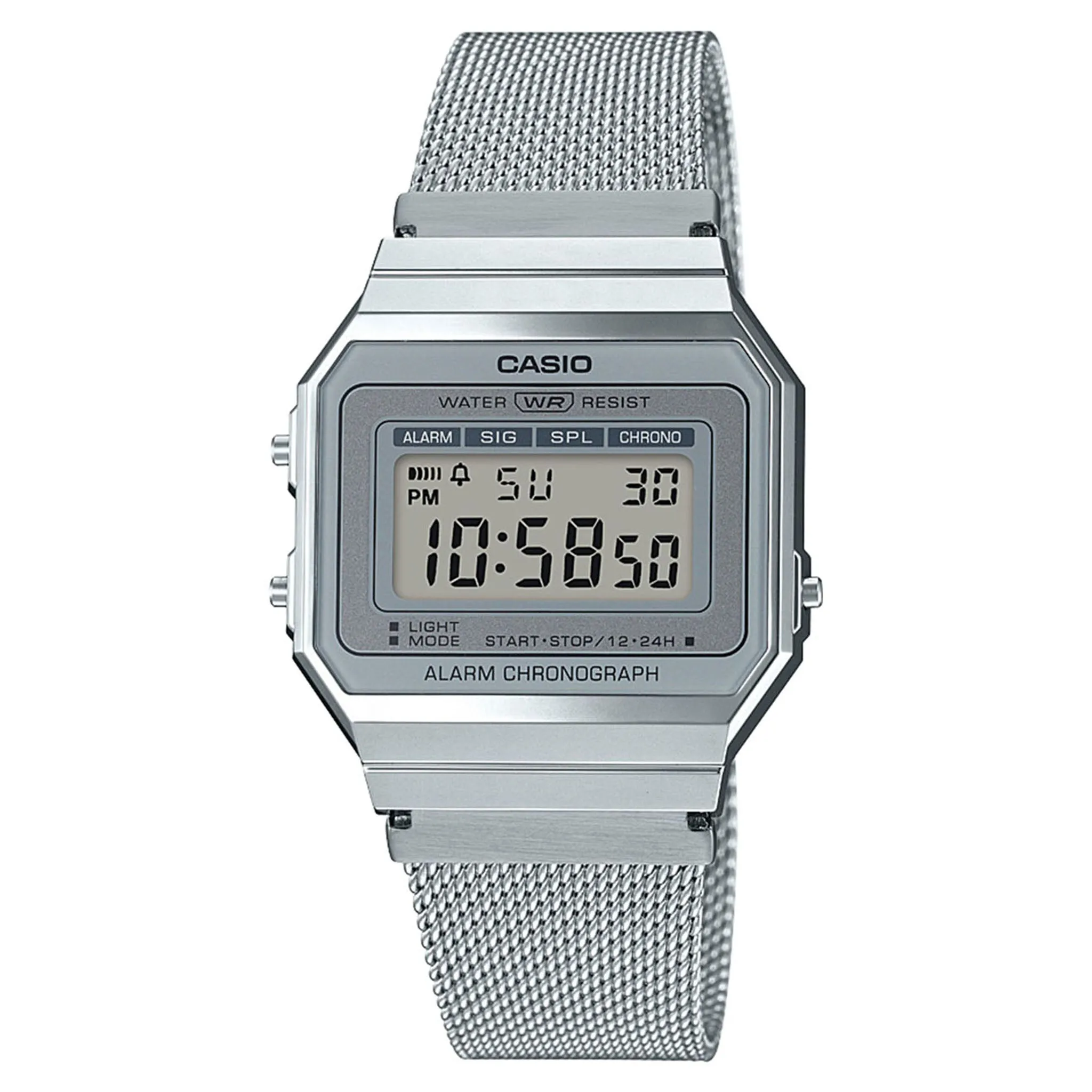 Casio Vintage Silver-Tone Steel Mesh Digital Women's Watch - A700WM-7A