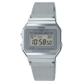 Casio Vintage Silver-Tone Steel Mesh Digital Women's Watch - A700WM-7A