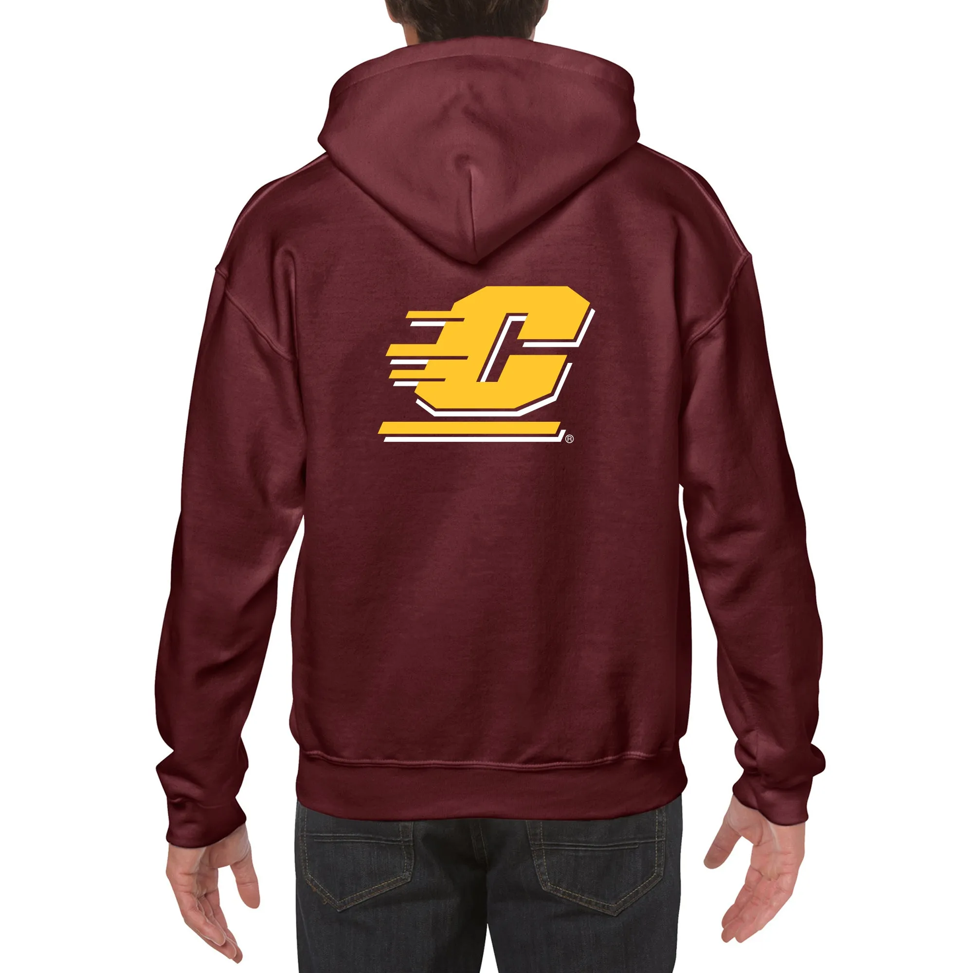 Central Michigan University Chippewas Front Back Print Hoodie - Maroon