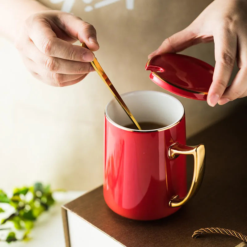 ceramic coffee cup with spoon