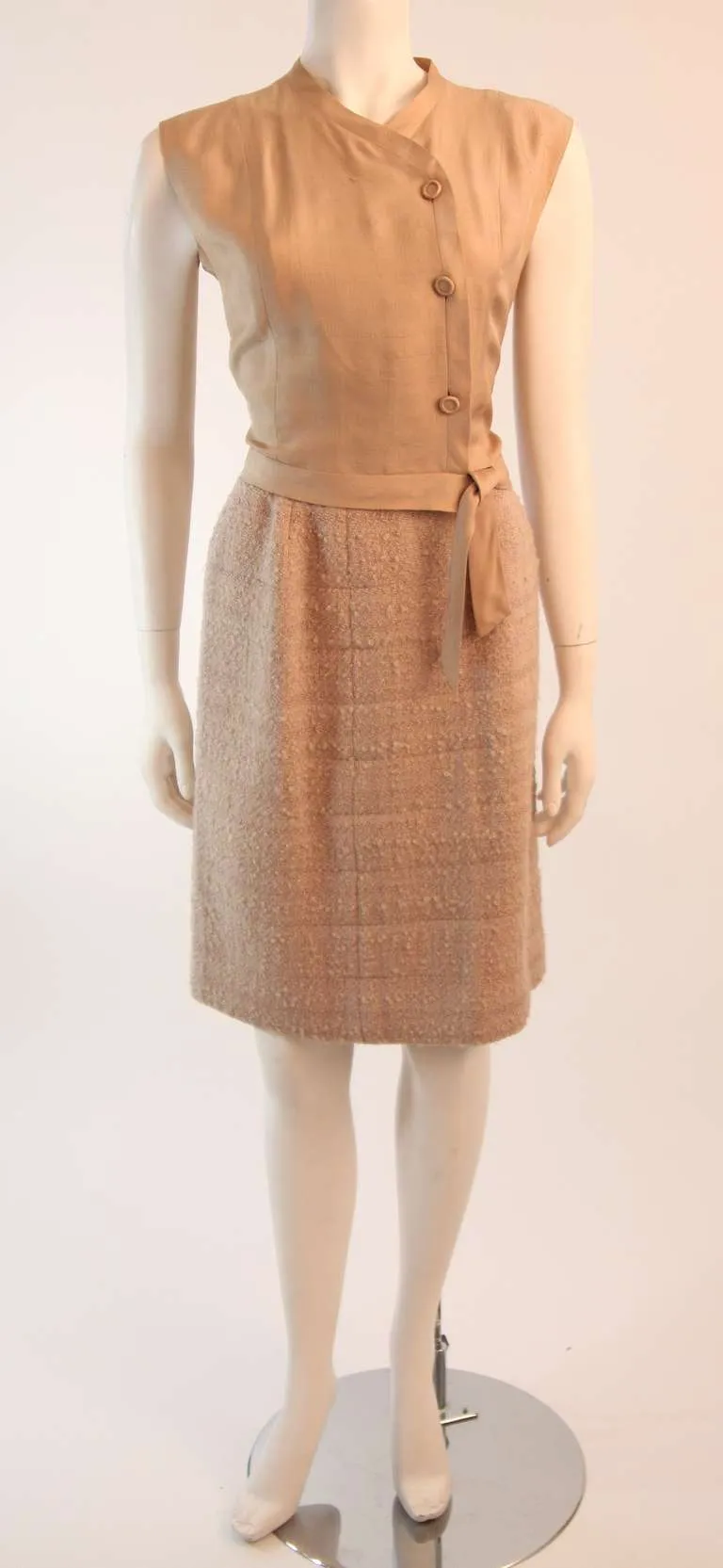 CHANEL 1960s Attributed to Chanel Cream Boucle 3 pc Tweed Suit