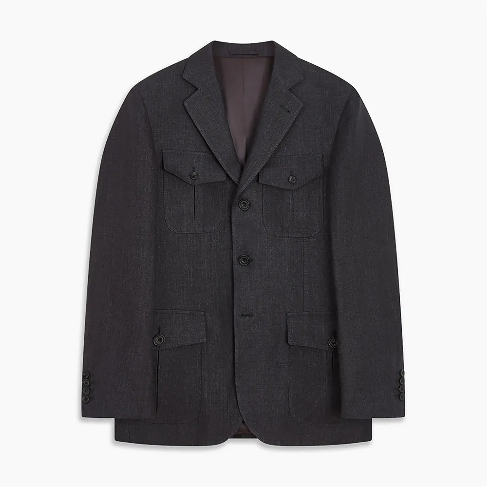 Charcoal Linen Safari Byron Jacket