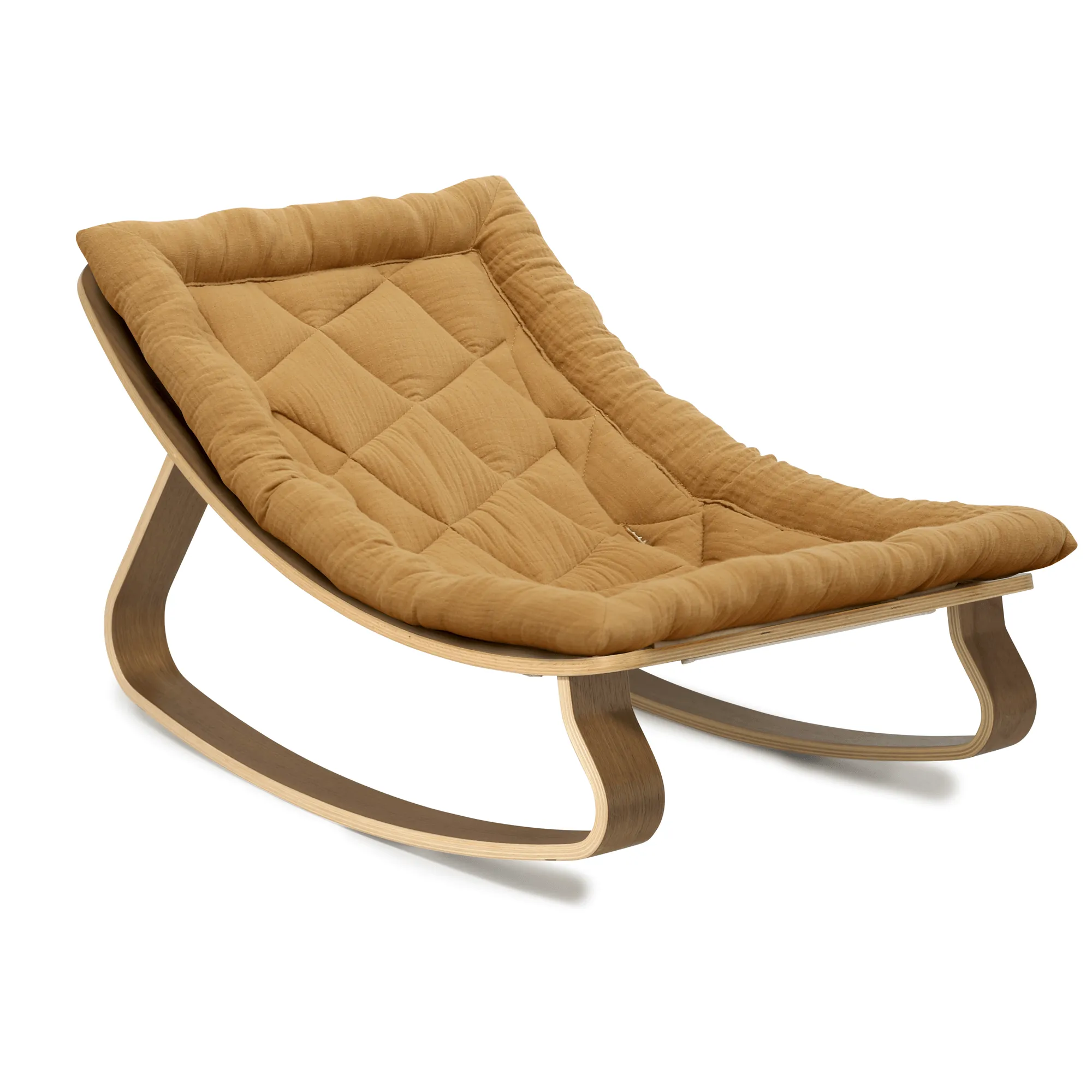 Charlie Crane LEVO Baby Rocker - Walnut with Camel Cushion