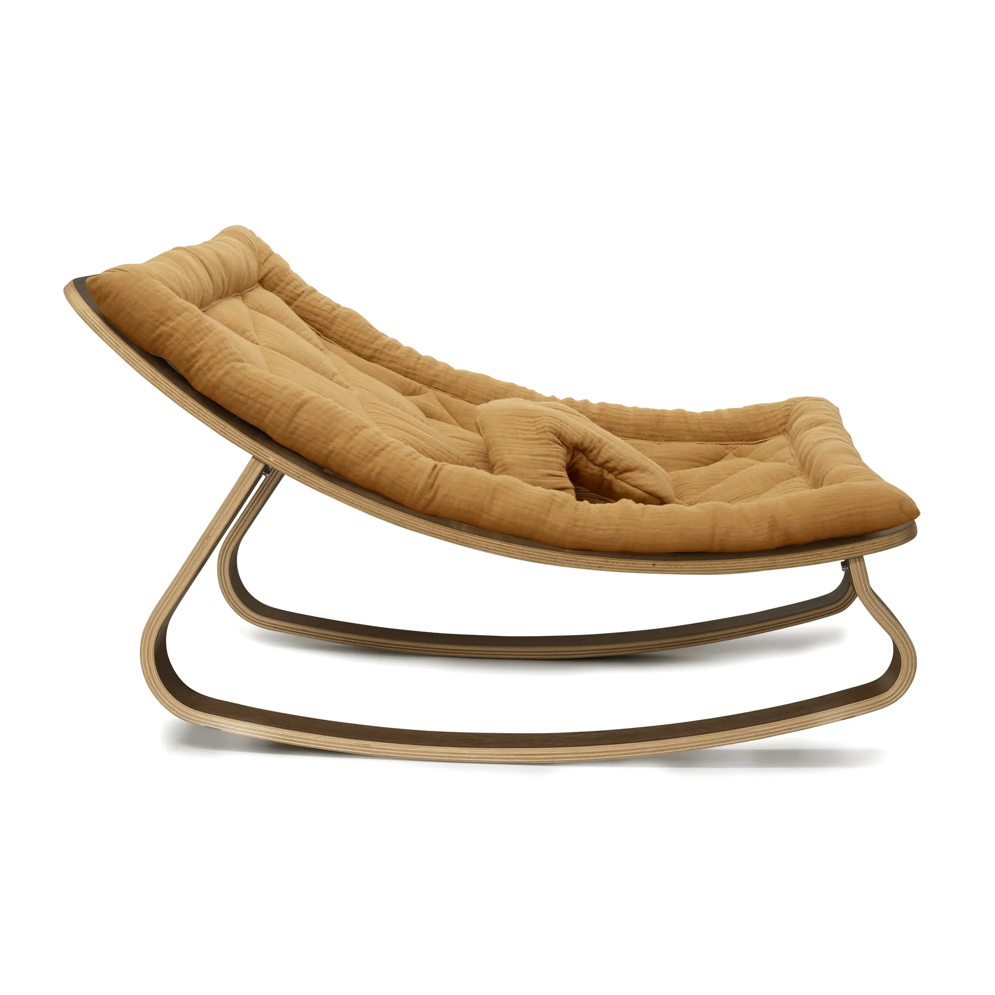 Charlie Crane LEVO Baby Rocker - Walnut with Camel Cushion