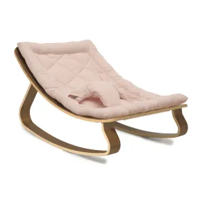 Charlie Crane LEVO Baby Rocker - Walnut with Nude Pink Cushion