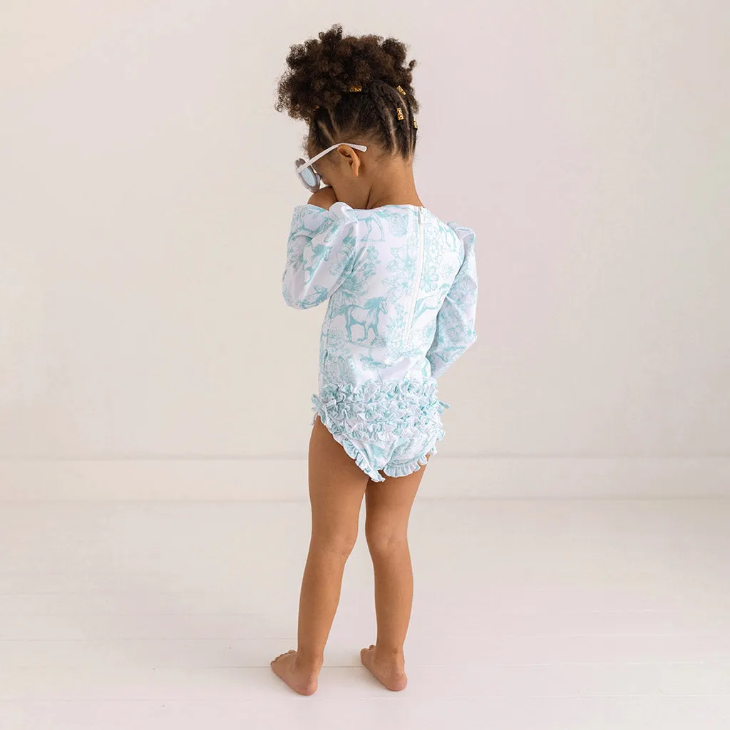 Charlotte Anne Long Sleeve Ruffled Rash Guard Swimsuit