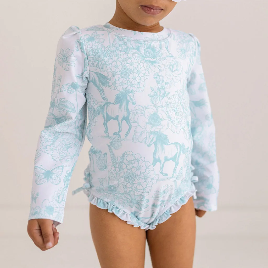 Charlotte Anne Long Sleeve Ruffled Rash Guard Swimsuit