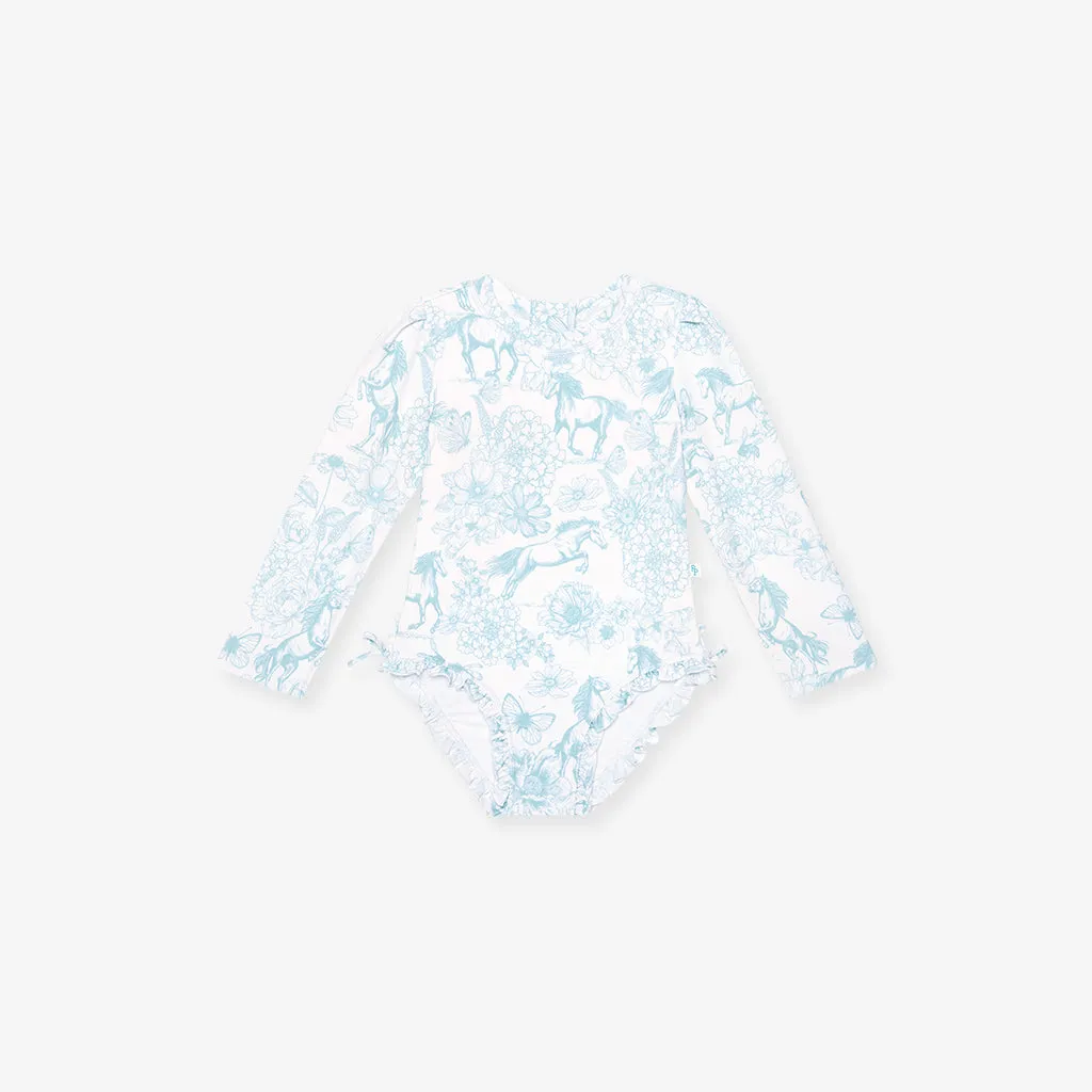 Charlotte Anne Long Sleeve Ruffled Rash Guard Swimsuit