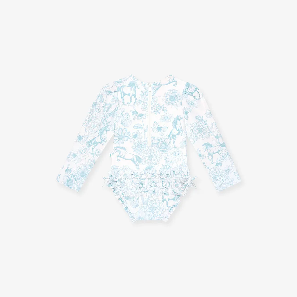 Charlotte Anne Long Sleeve Ruffled Rash Guard Swimsuit