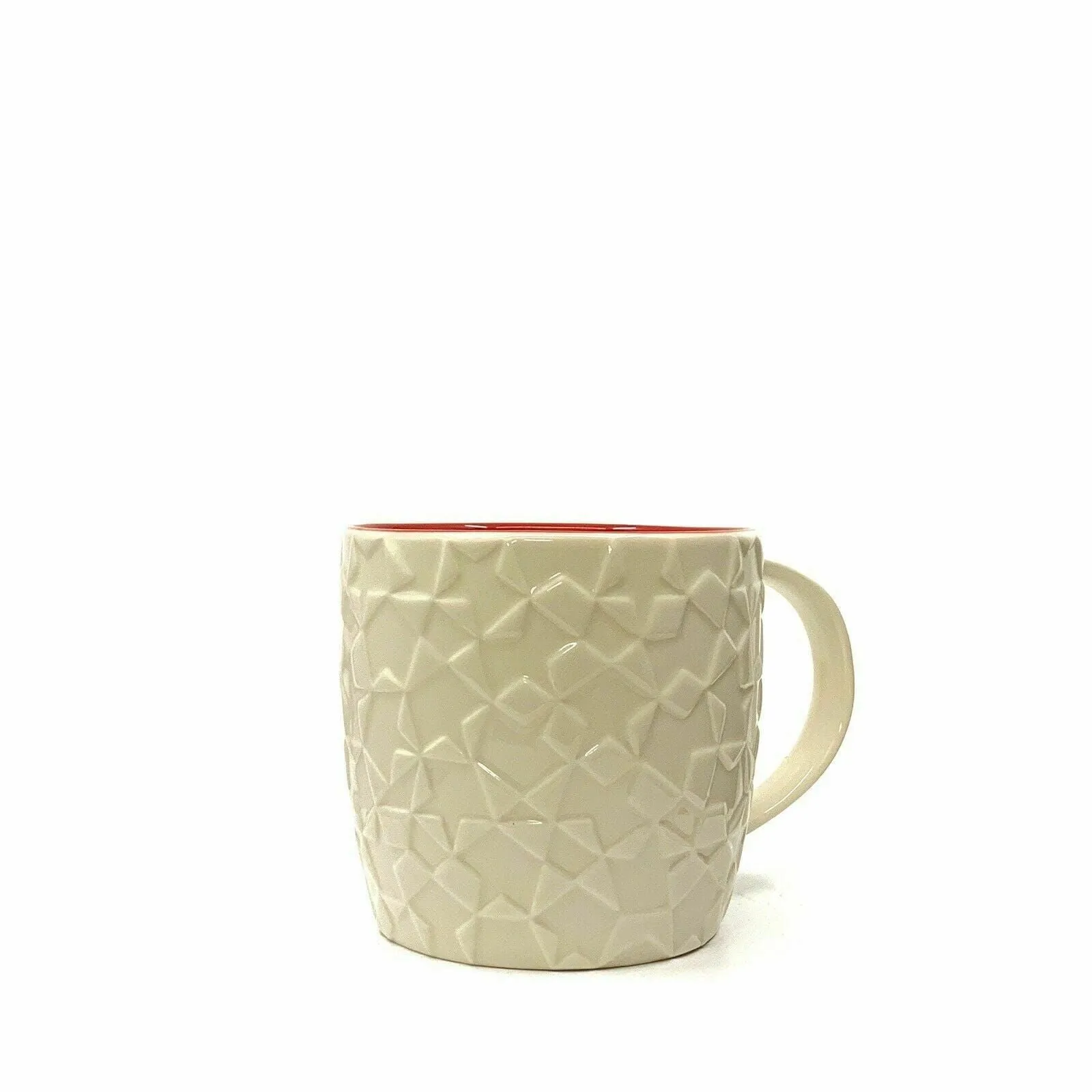 Charming Starbucks White Star Mosaic Embossed Ceramic 14oz Mug