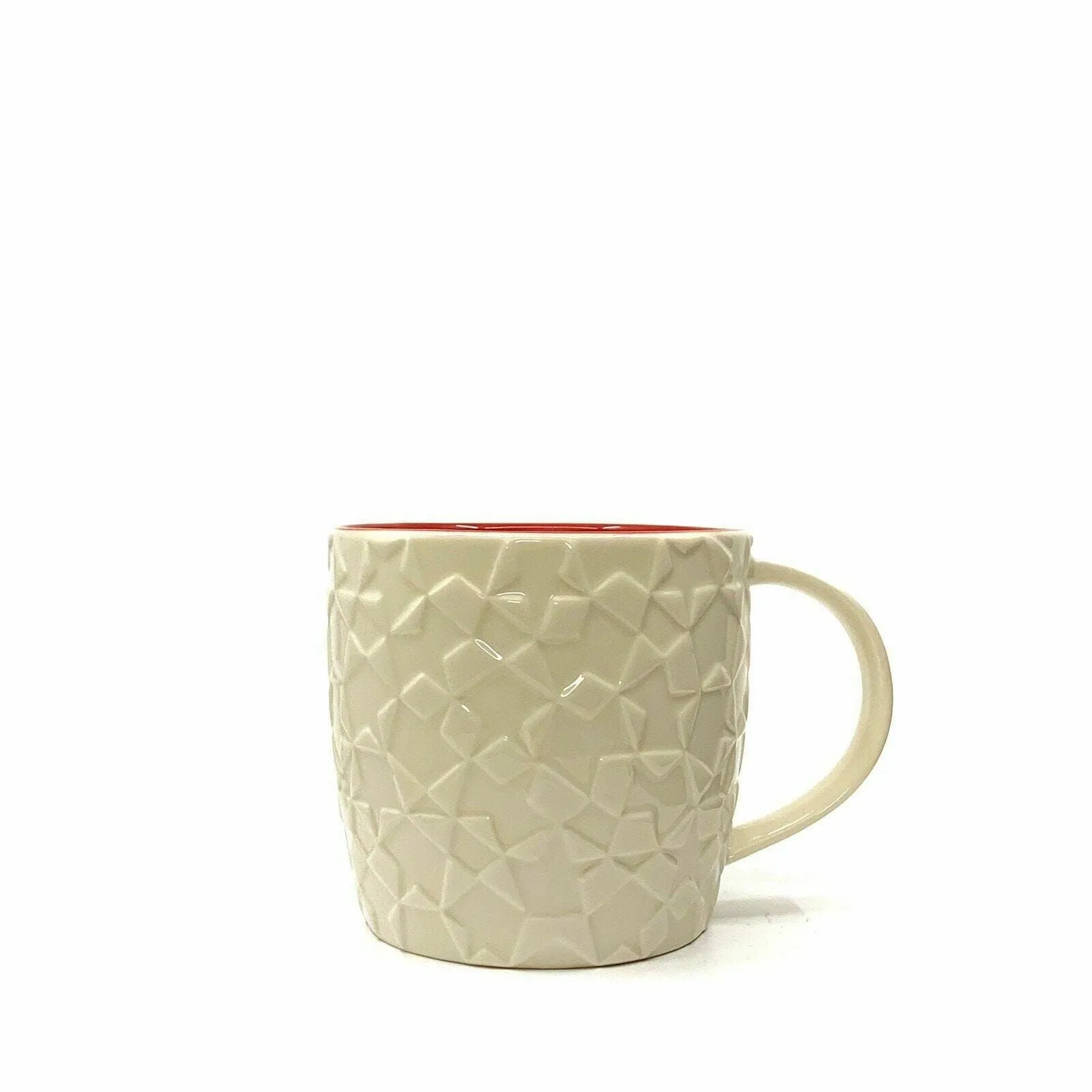 Charming Starbucks White Star Mosaic Embossed Ceramic 14oz Mug