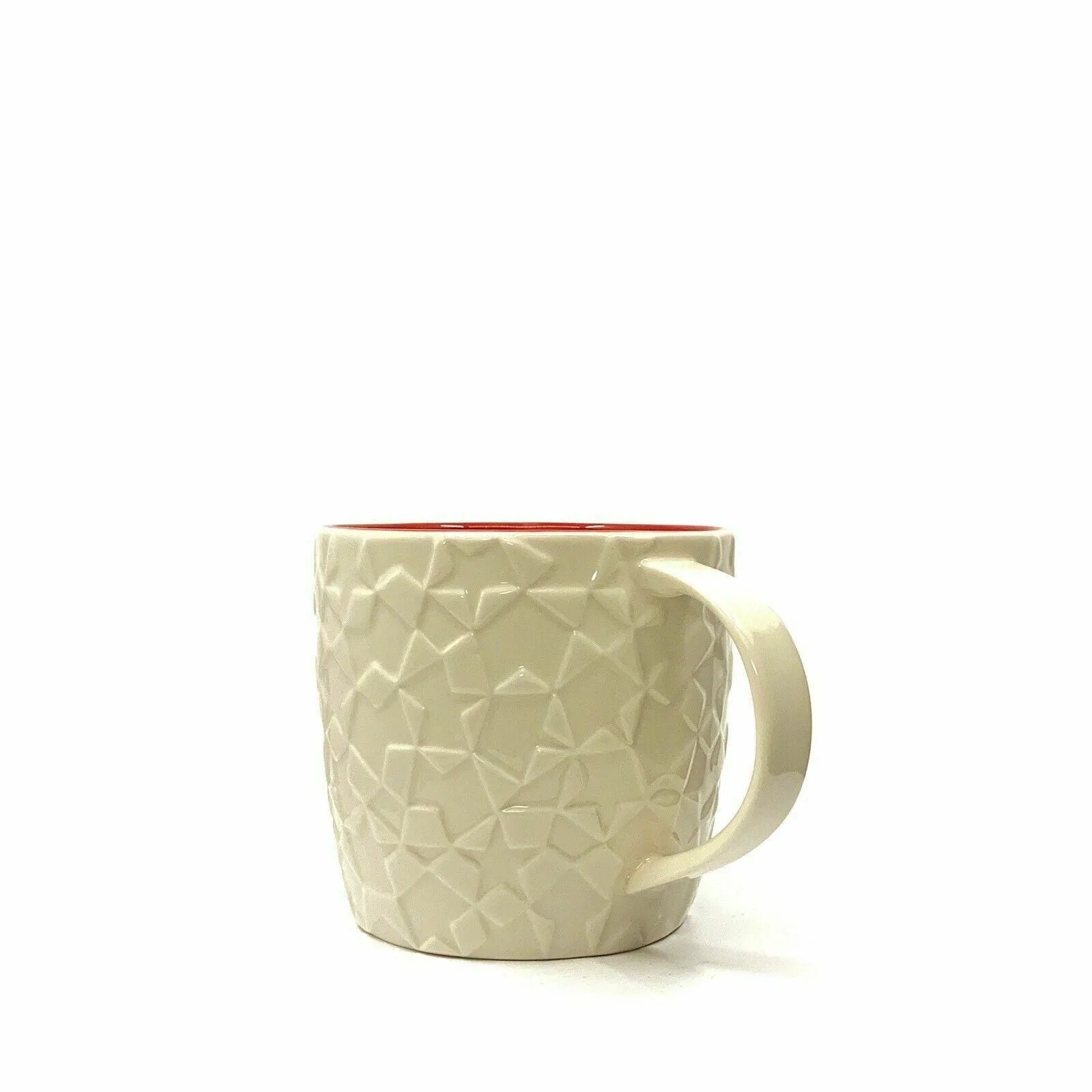 Charming Starbucks White Star Mosaic Embossed Ceramic 14oz Mug