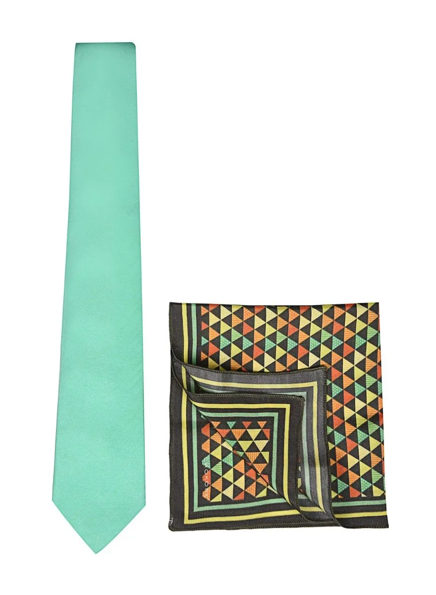 Chokore Dark Sea Green Silk Tie & Pocket Square set