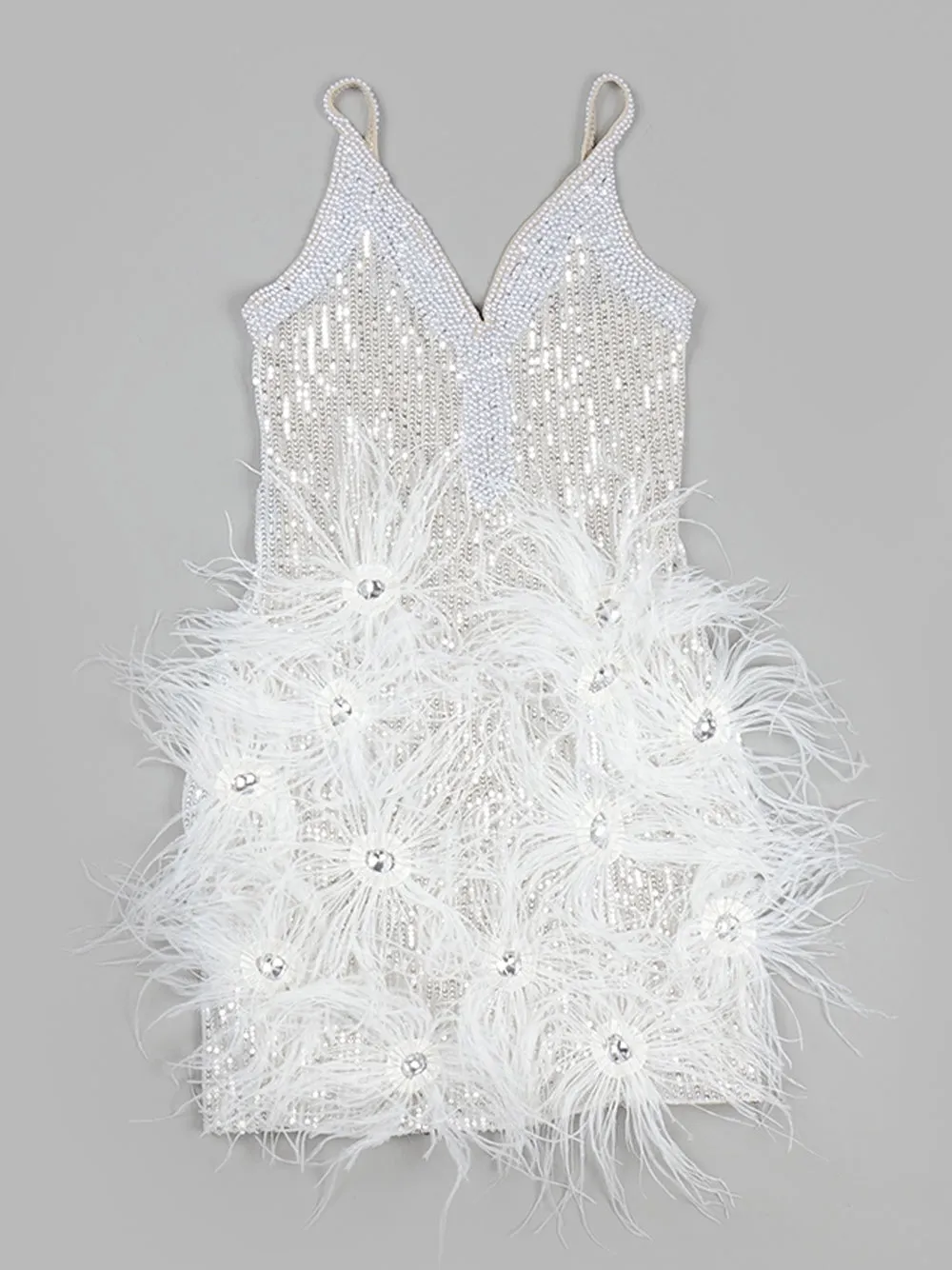 CIGNA Pearls & Feathers Mini Dress