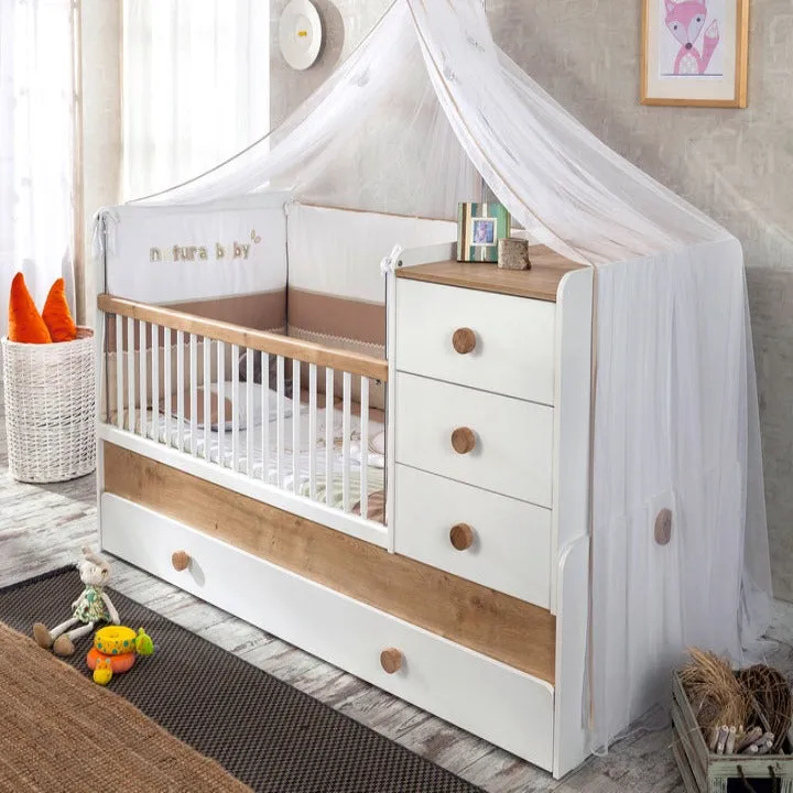 Cilek Natura Baby Sl Convertible Baby Bed (With Parent Bed) (80X180 Cm) (NEW)