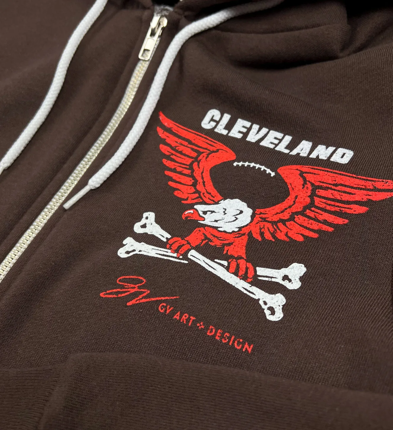 Cleveland Football Flag Zip Hooded Sweatshirt