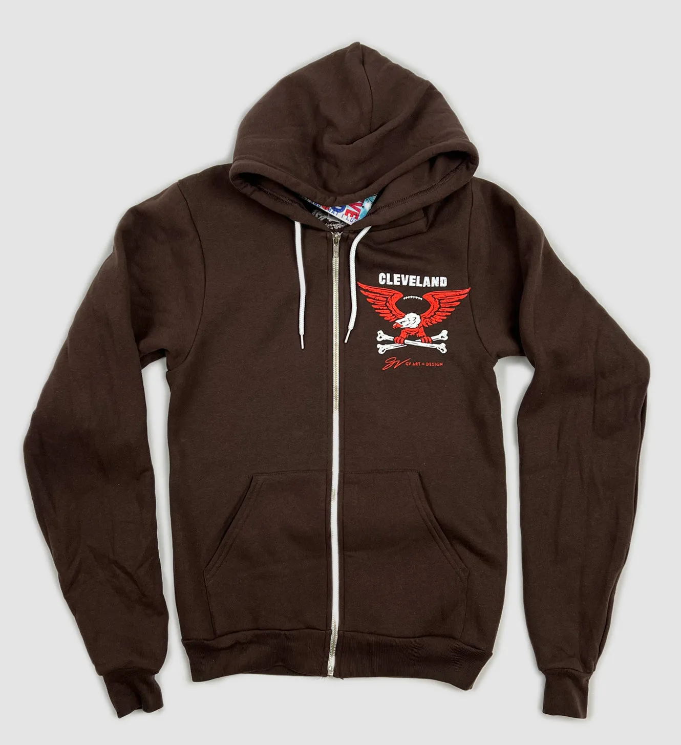 Cleveland Football Flag Zip Hooded Sweatshirt