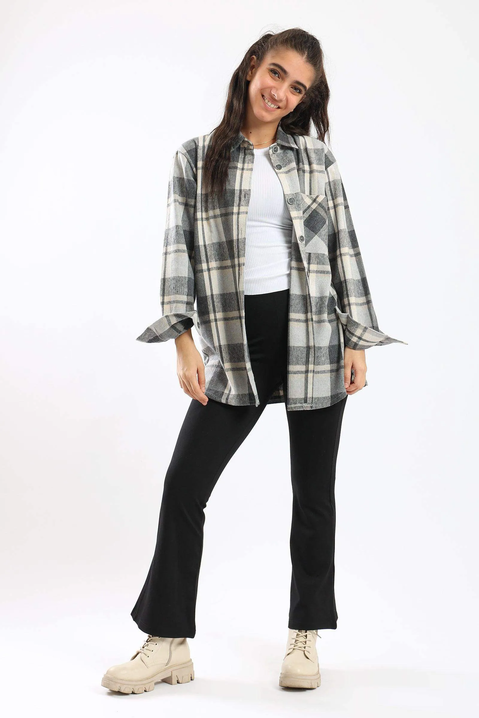 Collared Neck Checkered Shirt