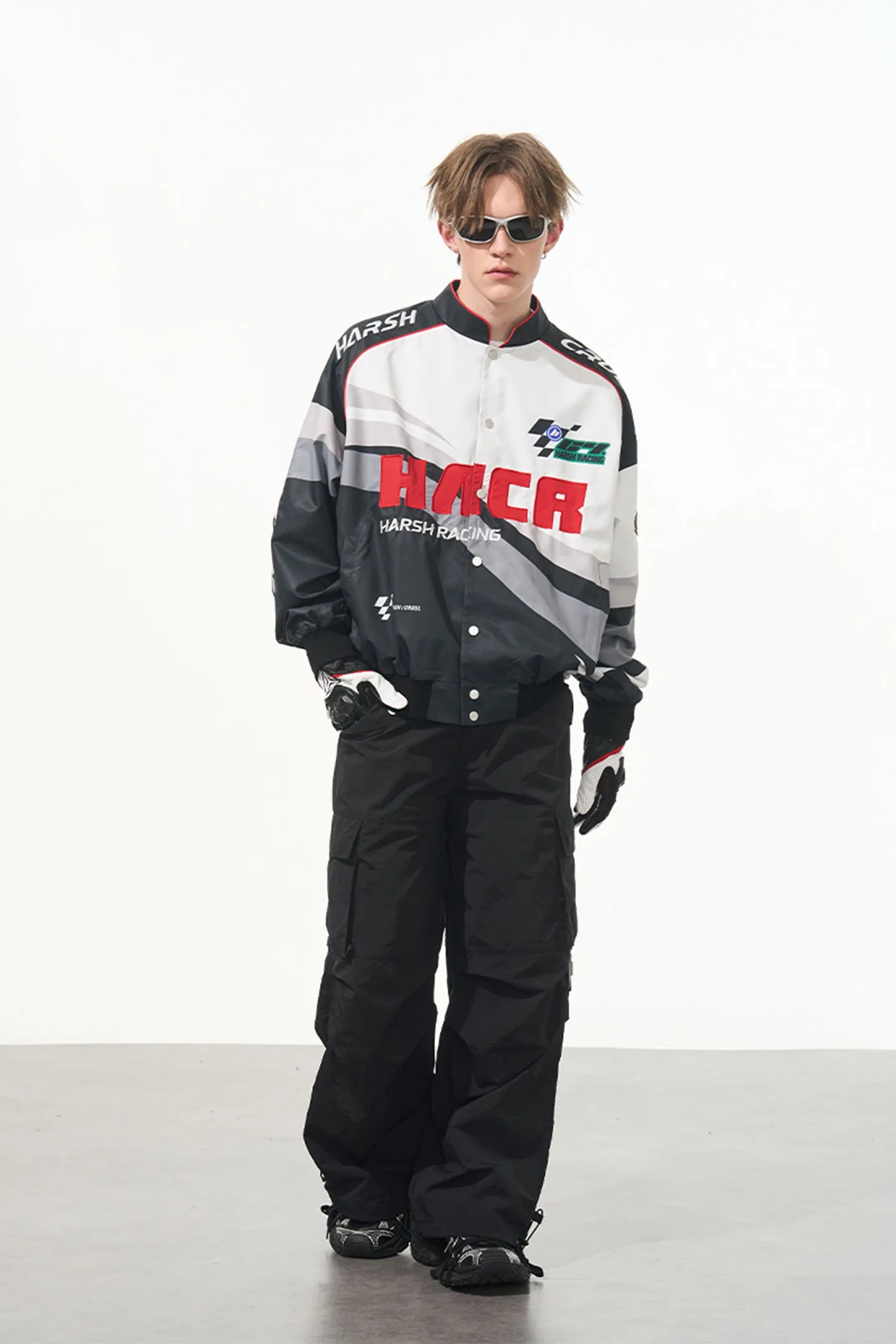 Color Block Motorcycle Racing Jacket