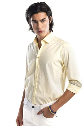 Contrast Slim Fit Spread Collar Shirt - Yellow