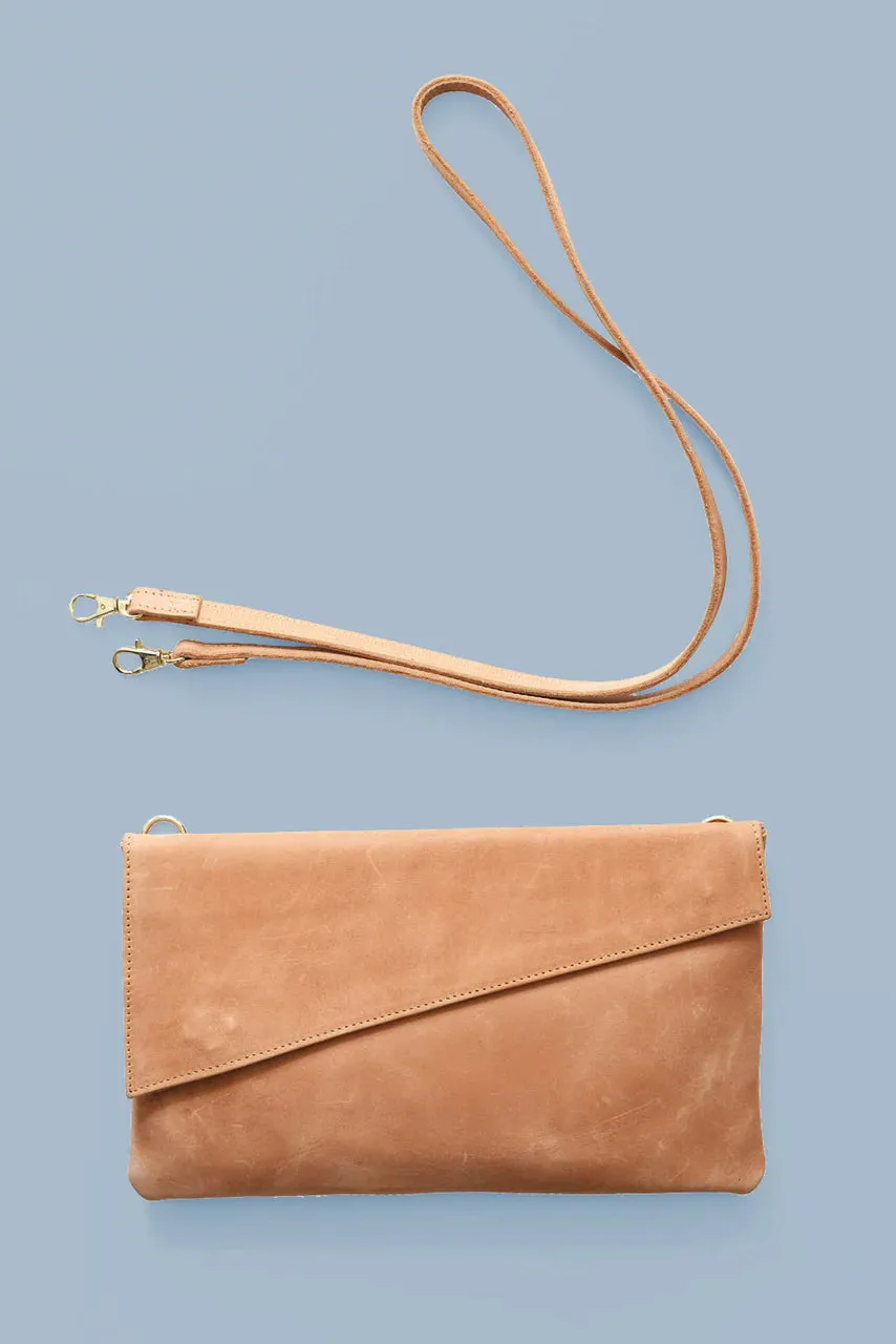 Convertible Crossbody & Clutch in Caramel (Ethiopia Collection)