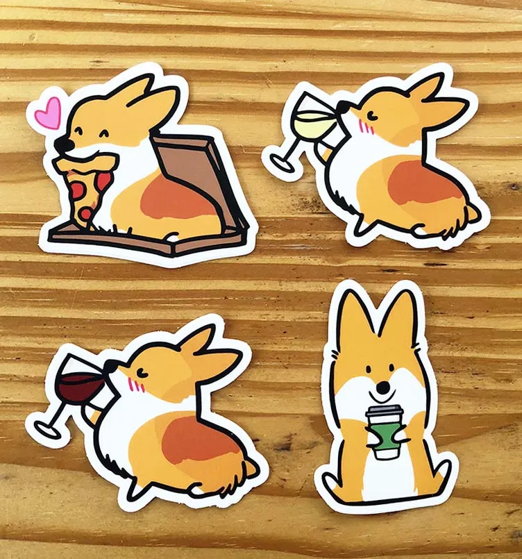 Corgi Foodies Vinyl Sticker Pack (Pack of 4)