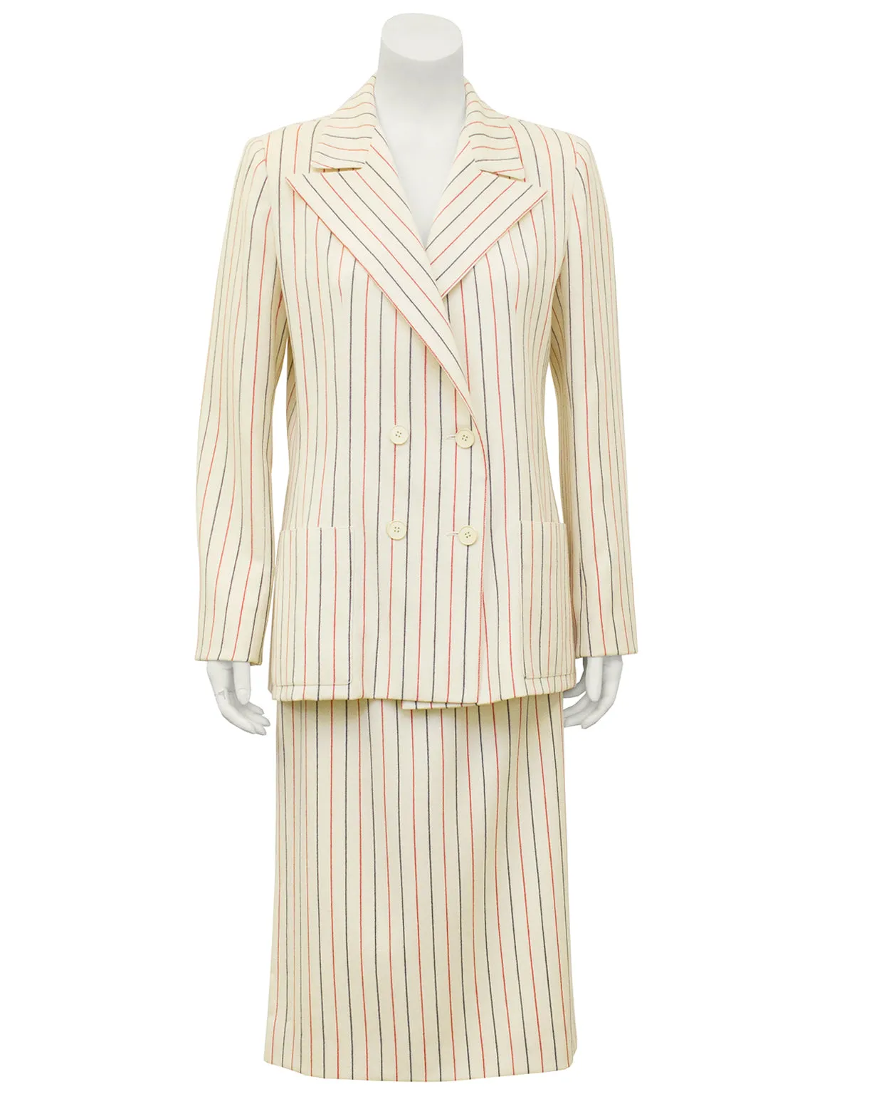 Cream Pin Stripe Wool Suit