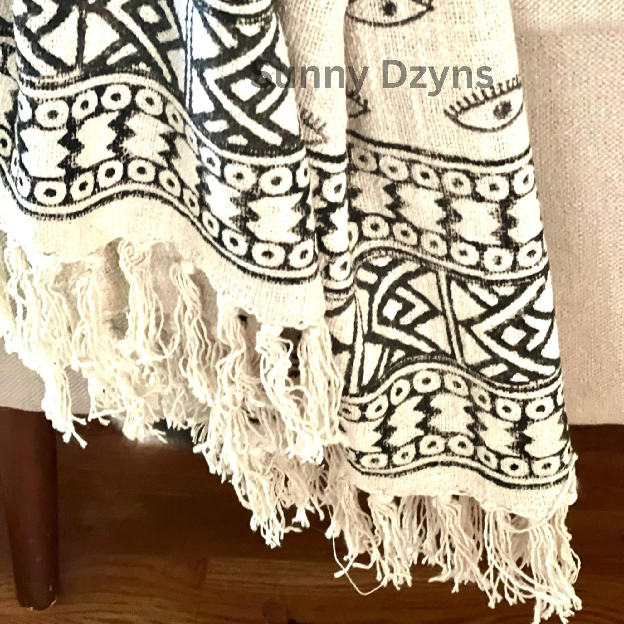 Cream throw Black evil eye throw blanket couch Handmade throw, Boho decor Cotton woven bedding Mud cloth blanket for bedroom Gift for her