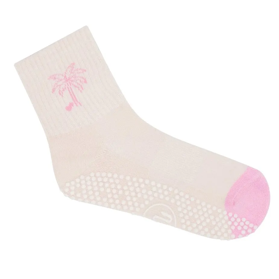 Crew Grip Socks - Pink Palms (Barre / Pilates)