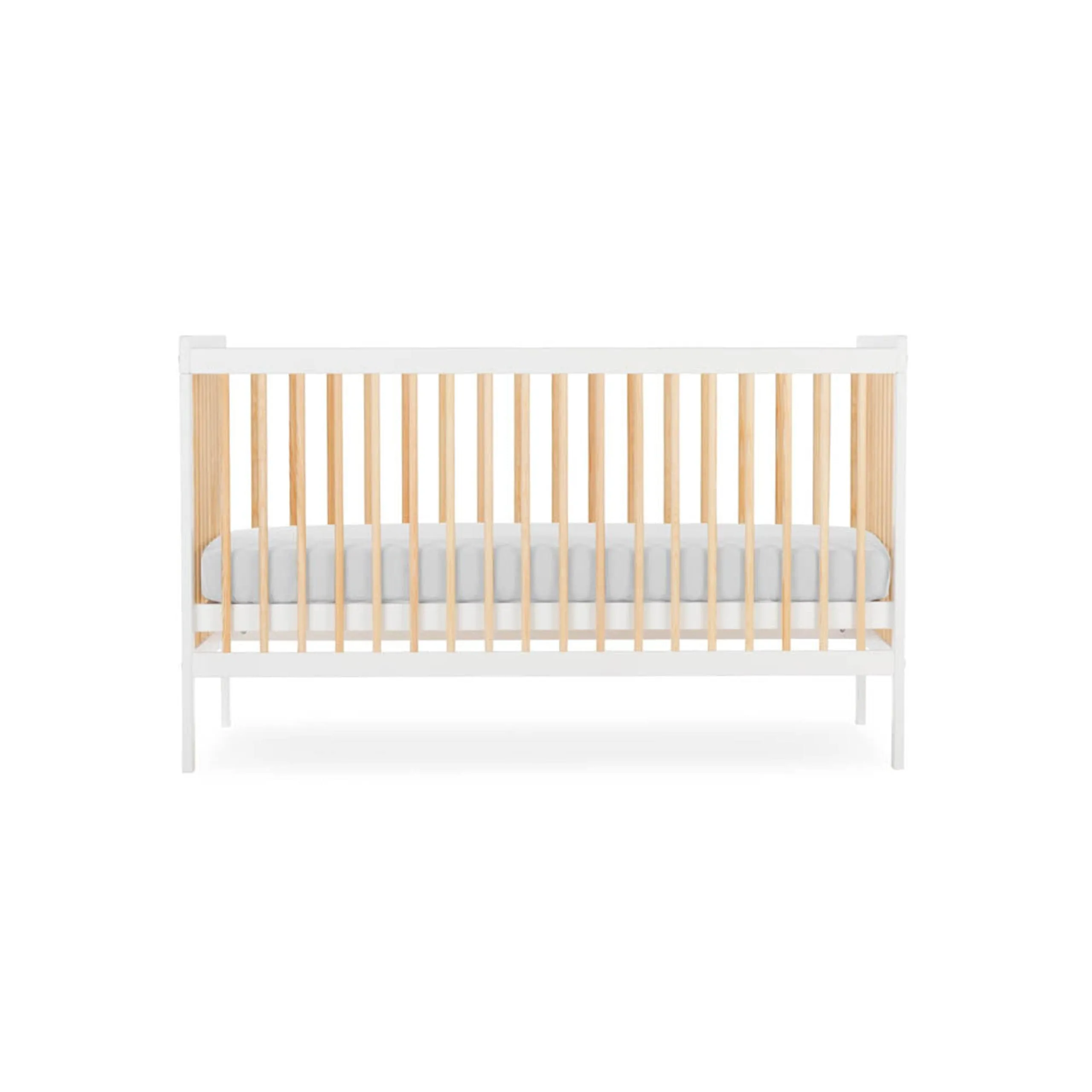 CuddleCo Nola 3pc Set Changer, Cot Bed and Clothes Rail - White & Natural