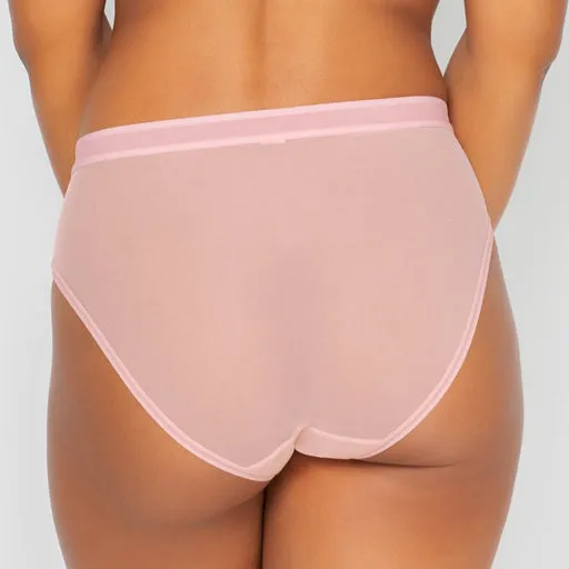 Curvy Couture Sheer Mesh High Cut Brief Blushing Pink