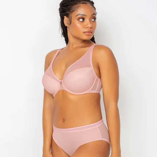 Curvy Couture Sheer Mesh High Cut Brief Blushing Pink