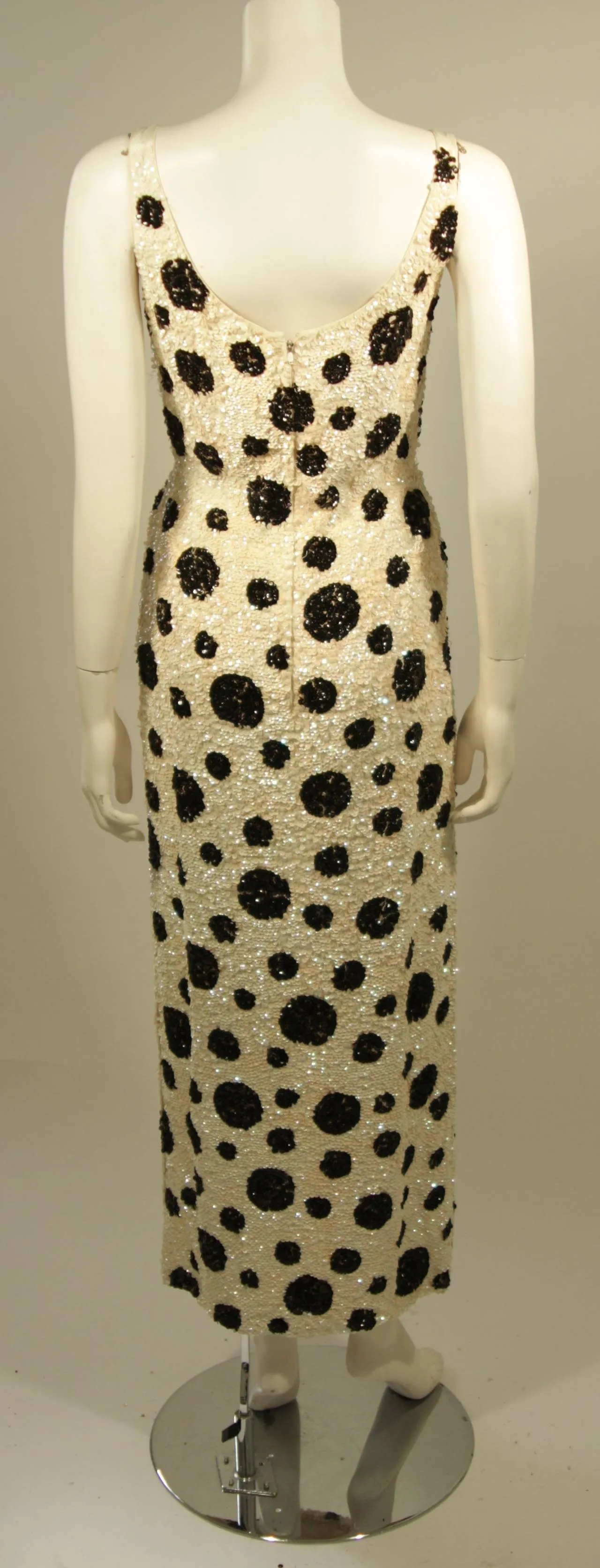 CUSTOM Black and White Iridescent Sequin Polka Dot Gown