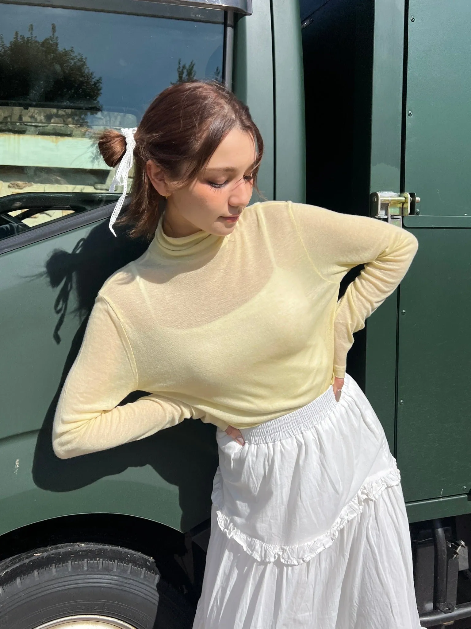 Daily Use See-through Turtleneck Top