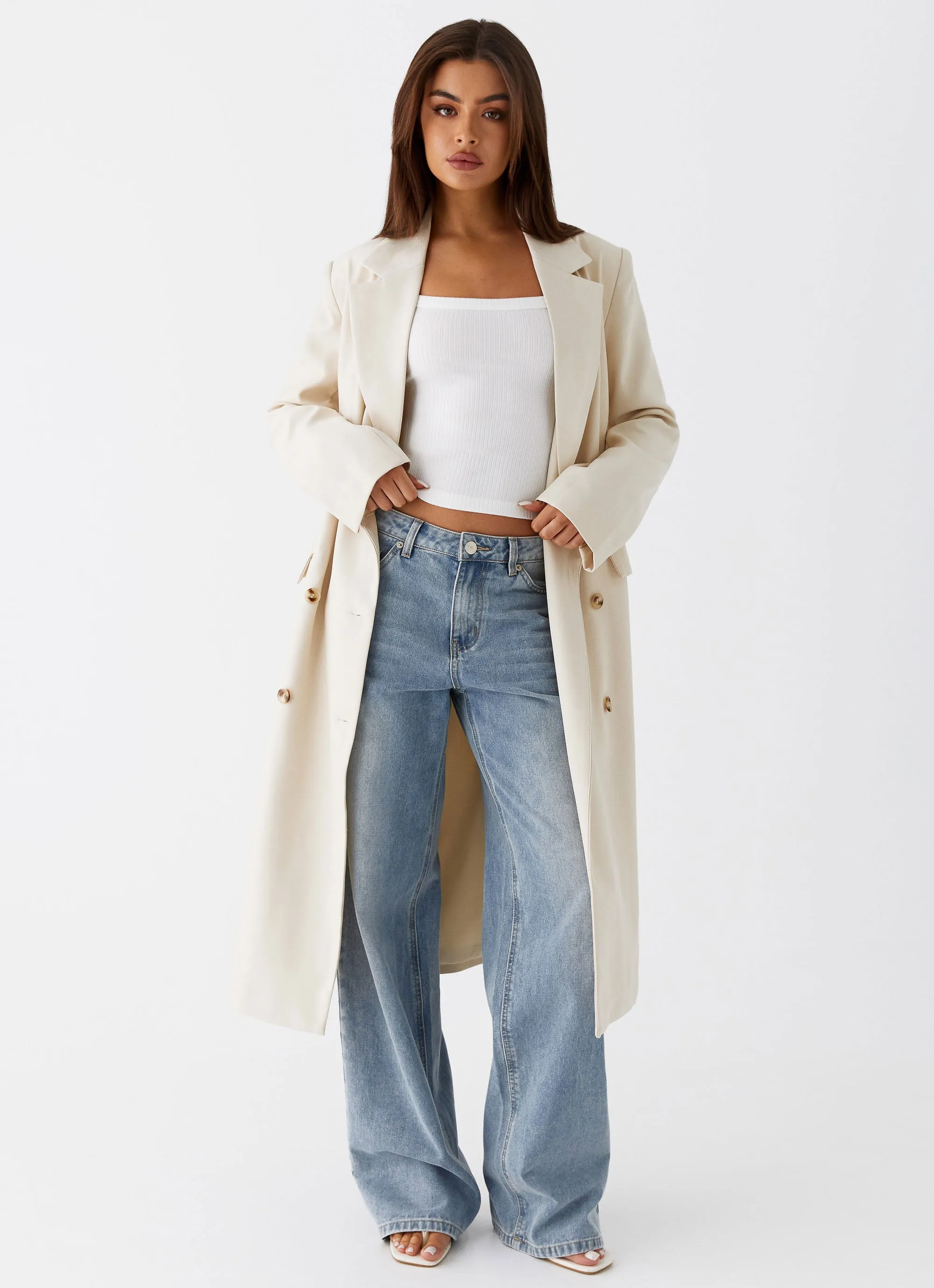 Dalia Double Breasted Blazer Coat - Beige