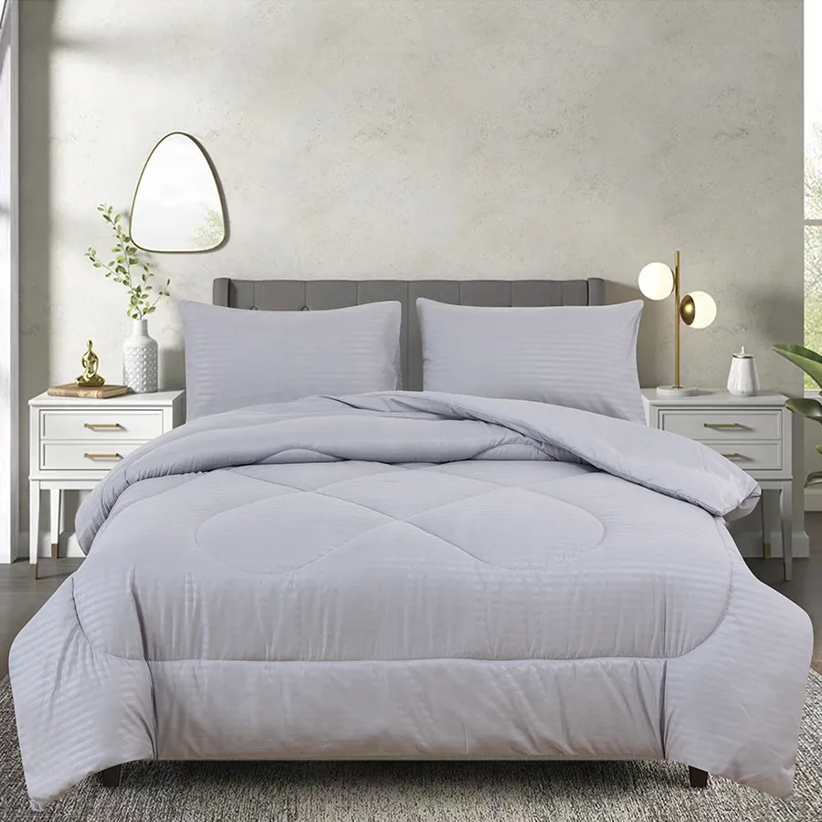 Deluxe Gray Plain Linen Bed in A Bag