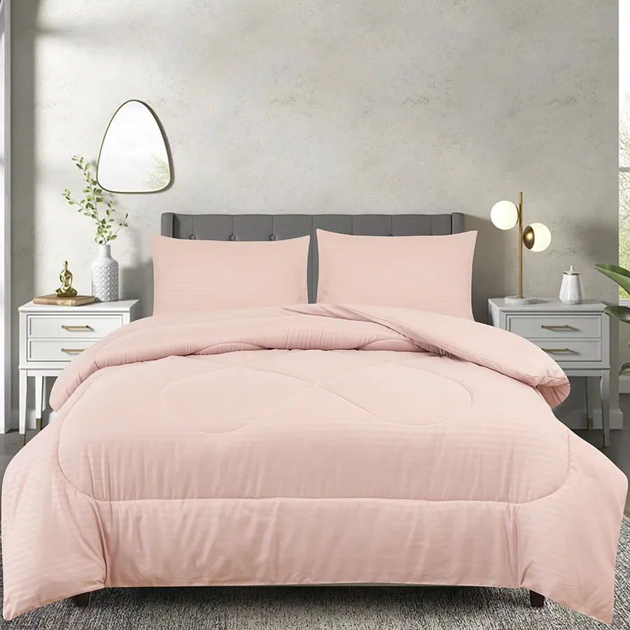 Deluxe Rose Dust Plain Linen Bed in A Bag