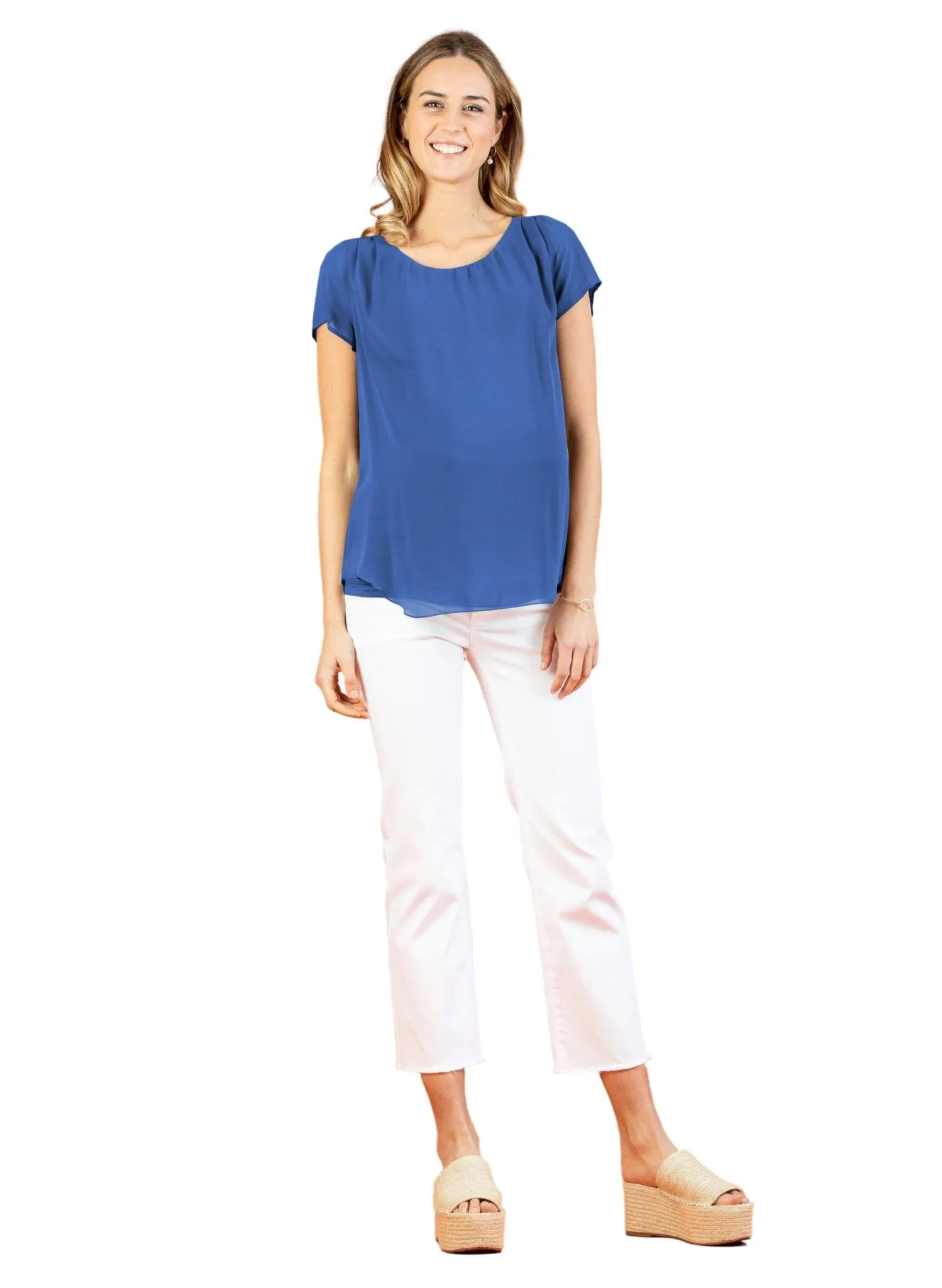 Double Layer Maternity T-Shirt - Blue