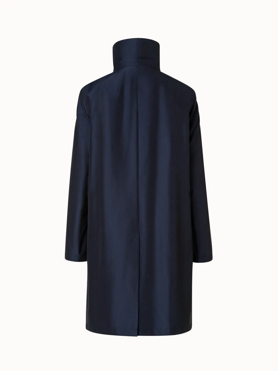 Double-Layered Wool Coat with Detachable Silk Layer