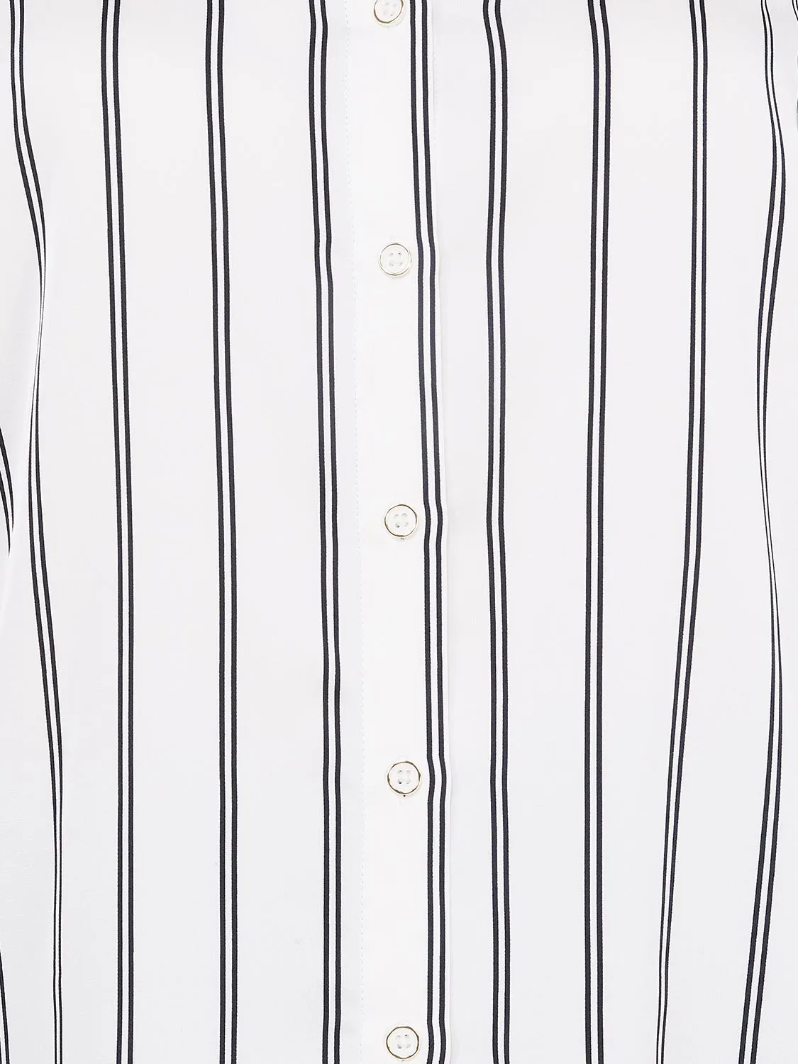 Double Pinstripe Satin Button-Front Blouse