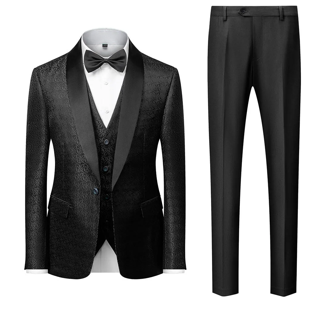 Elegant Strip Men's Formal 3 Piece Suit Wedding Party Formal Business Tuxedo Suits