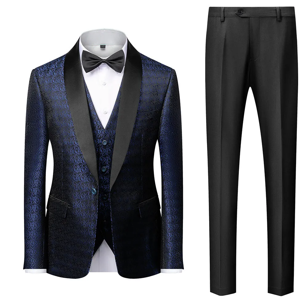 Elegant Strip Men's Formal 3 Piece Suit Wedding Party Formal Business Tuxedo Suits