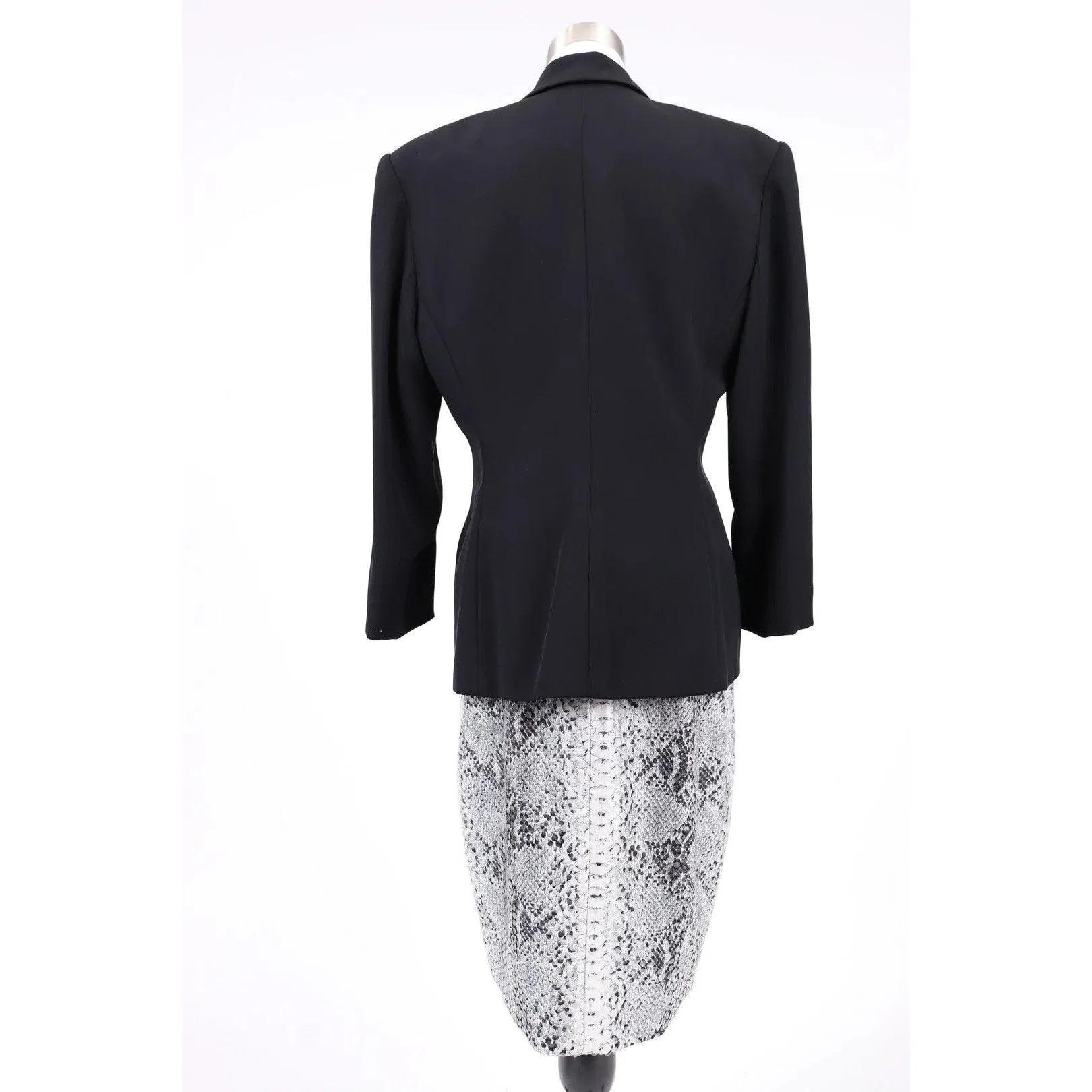 EVA CHUN 80's Black and Snakeskin Skirt Suit | Size M/L