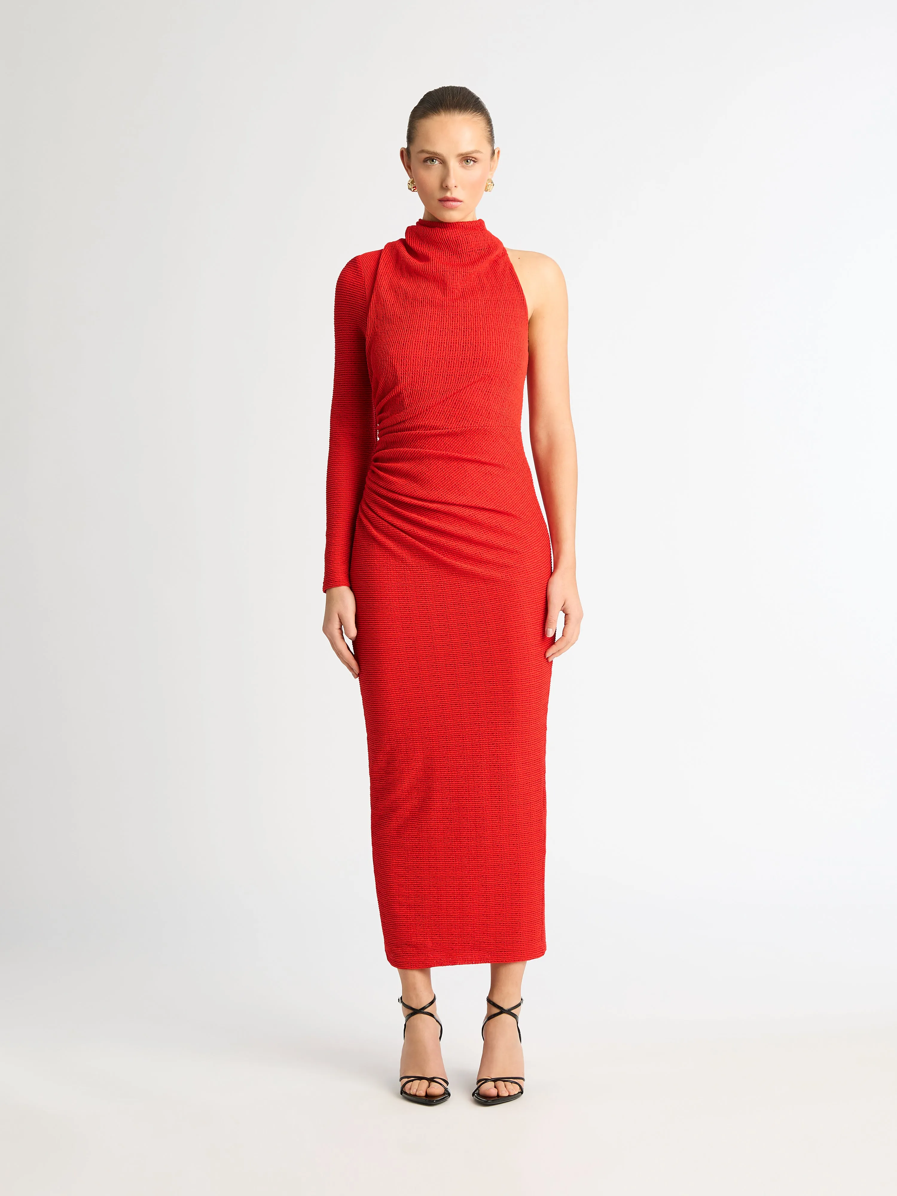 EVERLY RUCHED MIDI DRESS