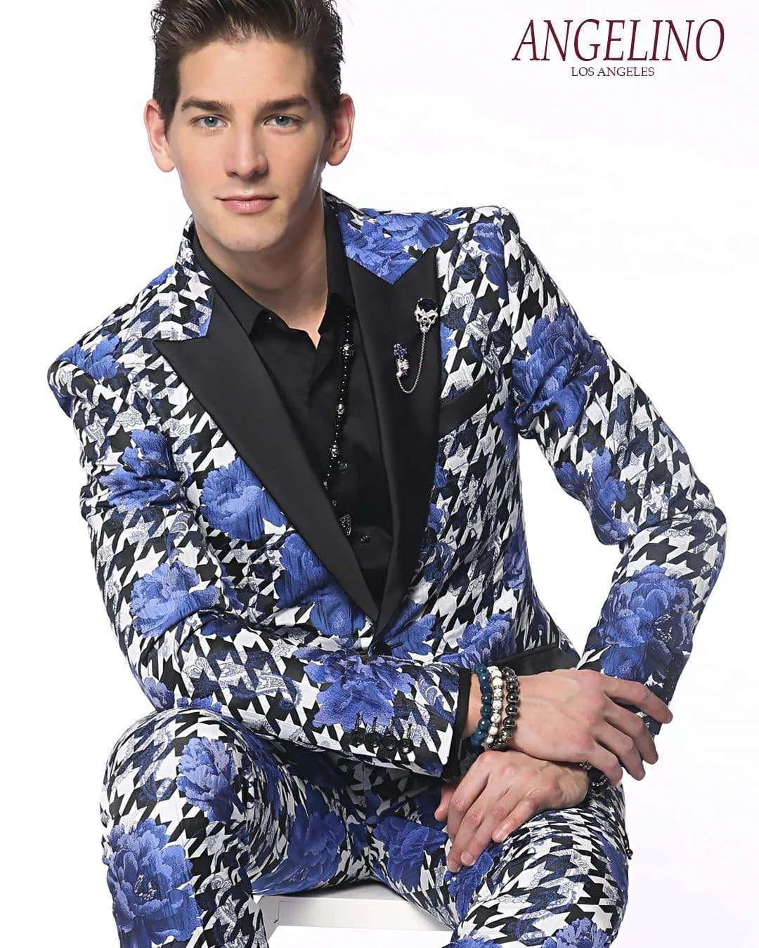 Fashion Blazer for Men, Hounds Flower Blue - Prom - 2020 - Fashion