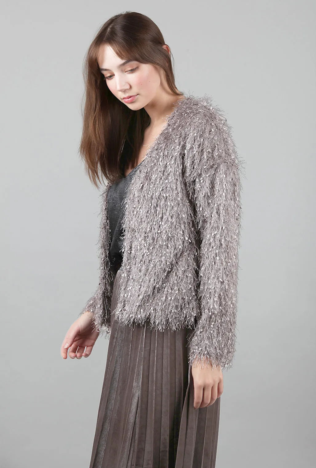 Faux-Fur Party Jacket, Gray