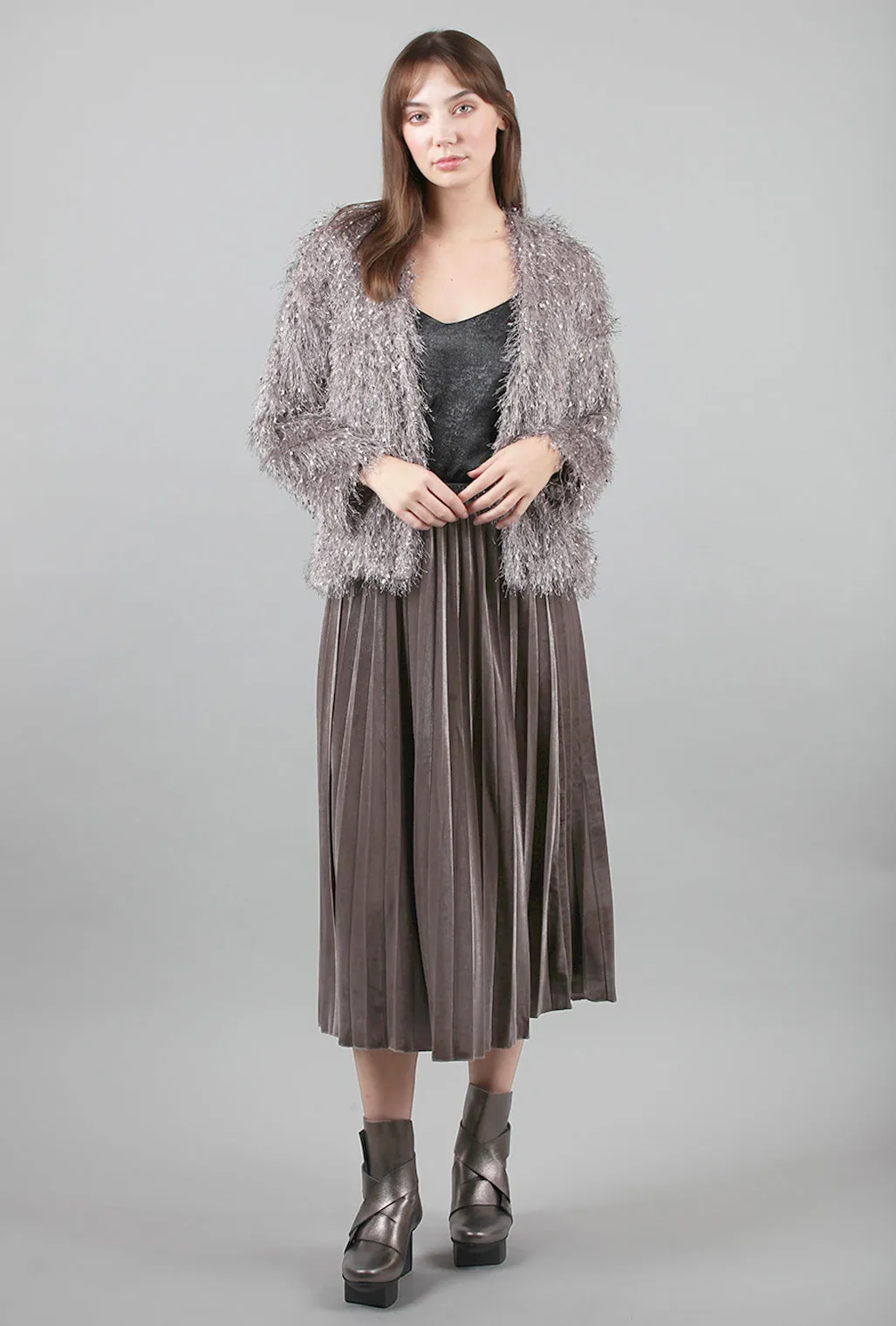 Faux-Fur Party Jacket, Gray