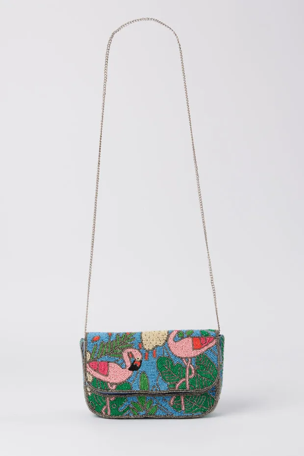 Flamingo Fever Blue Sequin Bag